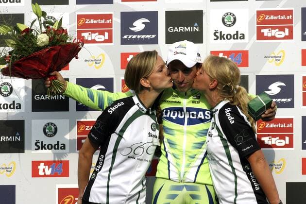 Leonardo Bertagnolli (Italien Liquigas) gewinnt die 3. Etappe der Deutschland Tour 2008 Radsport Herren Deutschland Tour 2008, Deutschlandtour, ProTour, Straßenradsport, Straße, Rad, Gruppe 3. Etappe: Herrieden - Wiesloch Freude,