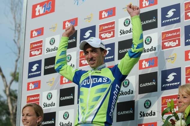 Leonardo Bertagnolli (Italien Liquigas) gewinnt die 3. Etappe der Deutschland Tour 2008 Radsport Herren Deutschland Tour 2008, Deutschlandtour, ProTour, Straßenradsport, Straße, Rad, Einzelbild 3. Etappe: Herrieden - Wiesloch Freude,