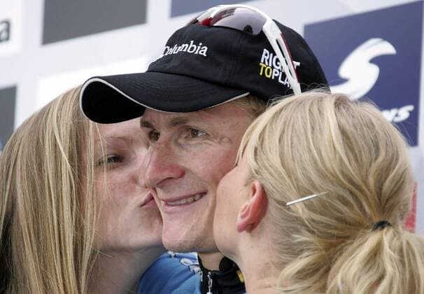 Andre Greipel (Deutschland Columbia) gewinnt die vierte Etappe der Deutschland Tour 2008 Radsport Herren Deutschland Tour 2008, Deutschlandtour, ProTour, Straßenradsport, Straße, Rad Gruppe 4.Etappe: Wiesloch - Mainz Freude,