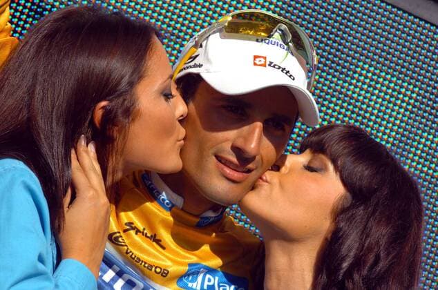 Daniele Bennati (Italien Liquigas) gewinnt die vierte Etappe der Spanienrundfahrt 2008 -  Radsport Herren Vuelta a Espana 2008, Spanienrundfahrt, Straßenradsport, Straße, Rad Gruppe 4. Etappe: Cordoba - Puertollano Freude,