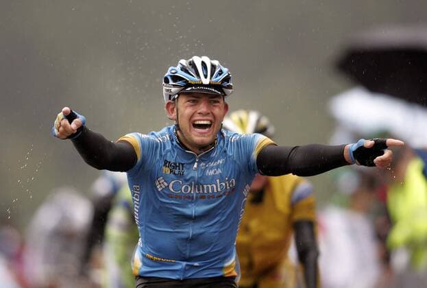Gerald Ciolek (Deutschland Columbia) gewinnt die 5. Etappe der Deutschland Tour 2008 Radsport Herren Deutschland Tour 2008, Deutschlandtour, Pro Tour, Straßenradsport, Straße, Rad Einzelbild 5. Etappe: Mainz - Winterberg Freude,