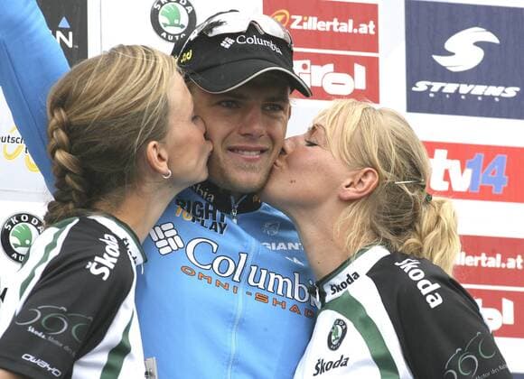 Gerald Ciolek (Deutschland Columbia) - Siegerehrung nach dem Gewinn der 5. Etappe der Deutschland Tour 2008 Radsport Herren Deutschland Tour 2008, Deutschlandtour, ProTour, Straßenradsport, Straße, Rad Gruppe 5. Etappe: Mainz - Winterberg