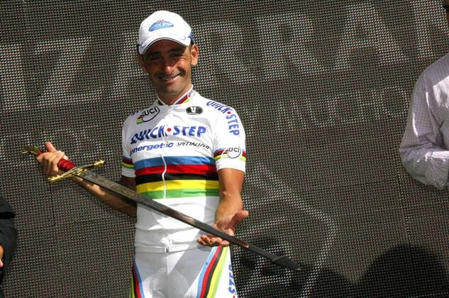 Paolo Bettini (Italien Quick Step) gewinnt die 6. Etappe der Vuelta a Espana 2008 -  Radsport Herren Vuelta a Espana 2008, Spanienrundfahrt, Straßenradsport, Straße, Rad Einzelbild 6. Etappe: Ciudad Real - Toledo