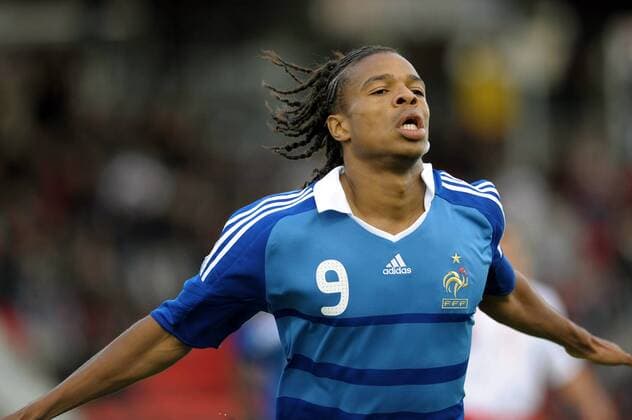 Loic Remy (Frankreich U21) - Torjubel Fußball Länderspiel Herren U21 EM Qualifikation 2008, U 21, Nationalmannschaft, Nationaltrikot, Vdig Einzelbild Boulogne sur mer Freude, 