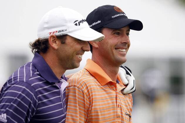 Sergio Garcia (Spanien, li.) und Mike Weir (Kanada) -  (SLP2008090503) Golf Herren BMW Championship 2008, PGA Tour, Fedex Cup, Fed Ex, Vdig Gruppe St. Louis Kameradschaft,