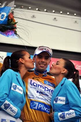 Alessandro Ballan (Italien Lampre) gewinnt die 7. Etappe der Spanienrundfahrt und ist somit Gesamtführender -  Radsport Herren Vuelta a Espana 2008, Spanienrundfahrt, Straßenradsport, Straße, Rad, Jubel Gruppe Naturlandia - La Rabassa 7. Etappe: Barbastro - Andorra, Freude,