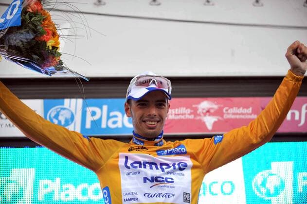 Alessandro Ballan (Italien Lampre) gewinnt die 7. Etappe der Spanienrundfahrt und ist somit Gesamtführender -  Radsport Herren Vuelta a Espana 2008, Spanienrundfahrt, Straßenradsport, Straße, Rad, Jubel Einzelbild Naturlandia - La Rabassa 7. Etappe: Barbastro - Andorra, Freude,