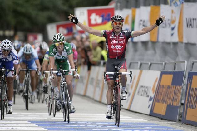 Robbie McEwen (Australien Silence Lotto) gewinnt die Vattenfall Cyclassics 2008 Radsport Herren Vattenfall Cyclassics 2008, Straßenradsport, Straße, Rad, Gruppe Hamburg Freude,