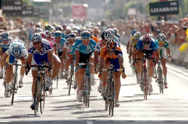 Oscar Freire (Spanien Rabobank, re.) - Etappensieger der 11. Etappe der Vuelta a Espana 2008 vor Tom Boonen (Belgien Quick Step) -  Radsport Herren Vuelta a Espana 2008, Spanienrundfahrt, Straßenradsport, Straße, Rad Gruppe 11. Etappe: Calahorra - Burgos