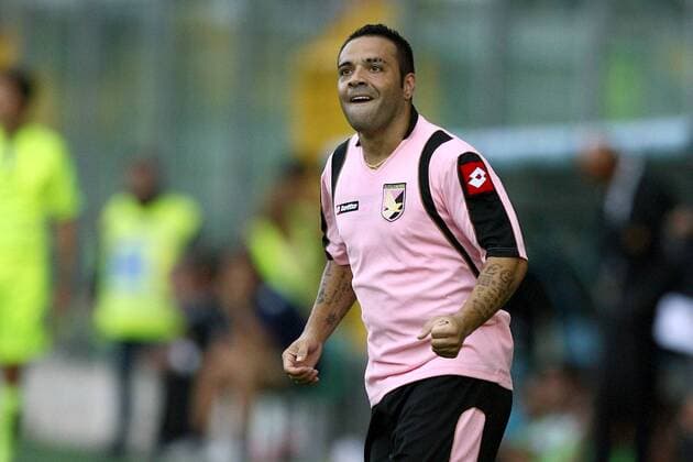 Fabrizio Miccoli (Palermo) - Torjubel -  Fußball Herren Serie A 2008 2009, 1. Italienische Liga, US Palermo Einzelbild Palermo Begeisterung, Freude,