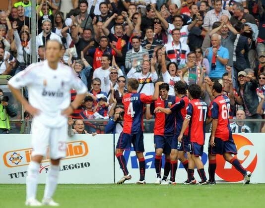 Torjubel CFC Genoa -  Fußball Herren Serie A 2008 2009, 1. Italienische Liga, FC Genua 1893 - AC Mailand, Milan Totale CFC Genoa Genua Freude,