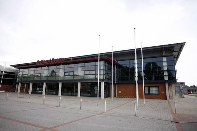 Außenansicht der Artland Arena - Heimspielstätte der Artland Dragons Quakenbrück Basketball 1. BL Herren BBL 2008 2009, Artland Dragons Quakenbrück Totale ArtlandArena o0 Fotostory Quakenbrück