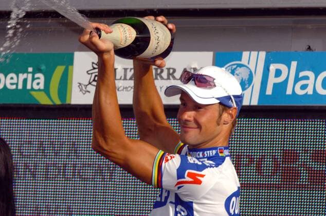Tom Boonen (Belgien Quick Step) gewinnt die 16. Etappe der Vuelta a Espana -  Radsport Herren Vuelta a Espana 2008, Spanienrundfahrt Straßenradsport, Straße, Rad Einzelbild 16. Etappe: Ponferrada - Zamora