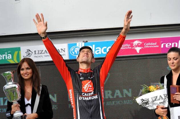 Imanol Erviti (Spanien Caisse D Epargne) gewinnt die 18. Etappe der Vuelta 2008 -  Radsport Herren Vuelta a Espana 2008, Spanienrundfahrt, Straßenradsport, Straße, Rad Gruppe 18. Etappe: Valladolid - Las Rozas Freude,