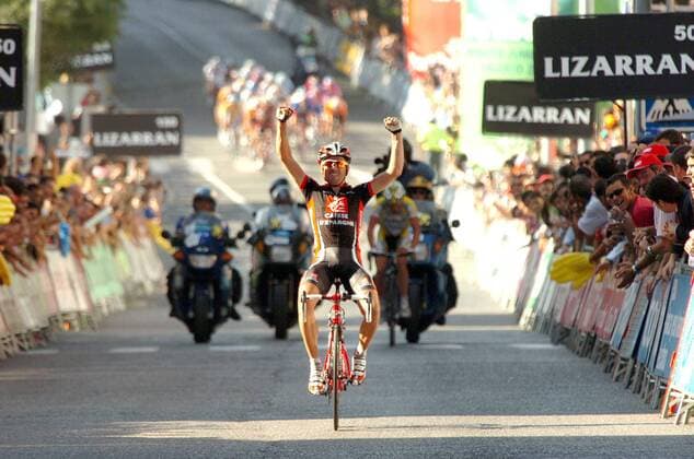 David Arroyo (Spanien Caisse d Epargne) gewinnt die 19. Etappe der Vuelta a Espana -  Radsport Herren Vuelta a Espana 2008, Spanienrundfahrt, Straßenradsport, Straße, Rad Einzelbild 19. Etappe: Las Rozas - Segovia Freude,