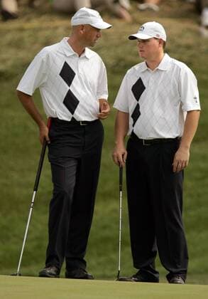 Stewart Cink (li.) und Chad Campbell (beide Team USA) -  (LOU2008091907) Golf Herren Ryder Cup 2008, Rydercup Gruppe Louisville
