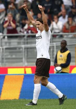 Zlatan Ibrahimovic (Inter Mailand) - Torjubel -  Fußball Herren Serie A 2008 2009, 1. Italienische Liga, FC Internazionale Mailand Einzelbild Turin Freude,