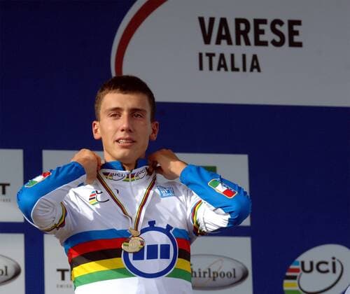 Adriano Malori (Italien) - U23 Straßenradsport Weltmeister 2008 in Varese Radsport WM Herren WM 2008, U23, U 23, Junioren, Nachwuchs, Straßenradsport, Straße, Rad, Einzelbild Zeitfahren, Einzelzeitfahren Varese