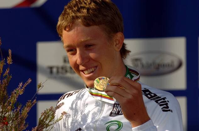 Cameron Meyer (Australien) - Drittplatzierter im Einzelzeitfahren der U23 Straßenradsport WM 2008 in Varese -  Radsport WM Herren WM 2008, U23, U 23, Junioren, Nachwuchs, Straßenradsport, Straße, Rad, Einzelbild Zeitfahren Einzelzeitfahren Varese