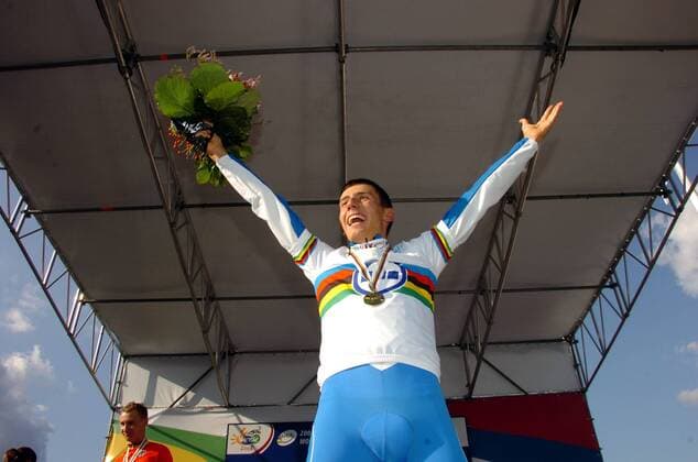Adriano Malori (Italien) - U23 Weltmeister der Straßenradsport WM 2008 in Varese -  Radsport WM Herren WM 2008, U23, U 23, Junioren, Nachwuchs, Straßenradsport, Straße, Rad, Einzelbild Zeitfahren Einzelzeitfahren Varese Freude,