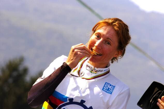 Amber Neben (USA) - Weltmeisterin im Zeitfahren in Varese 2008 -  Radsport WM Damen Rad WM 2008, Straßenradsport, Straße, Zeitfahren, Einzelzeitfahren Einzelbild Varese Freude,
