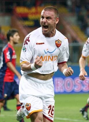 Daniele de Rossi (AS Rom) - Torjubel -  Fußball Herren Serie A 2008 2009, 1. Italienische Liga, Einzelbild Roma Genua Freude, Begeisterung,