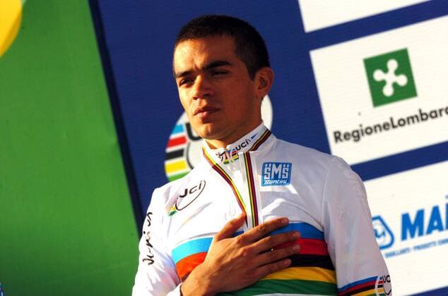 Fabio Andres Duarte Arevalo (Kolumbien) - U23 Weltmeister 2008 -  Radsport Herren U23 WM 2008, U 23, Straßenradsport, Straße, Rad, Einzelbild Varese