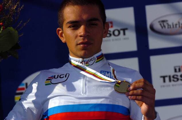 Fabio Andres Duarte Arevalo (Kolumbien) - U23 Weltmeister 2008 -  Radsport Herren U23 WM 2008, U 23, Straßenradsport, Straße, Rad, Einzelbild Varese