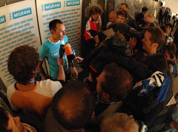 Erik Zabel (Deutschland Milram) im Interview Radsport Herren WM 2008, Straßenradsport, Straße, Rad, Gruppe Varese