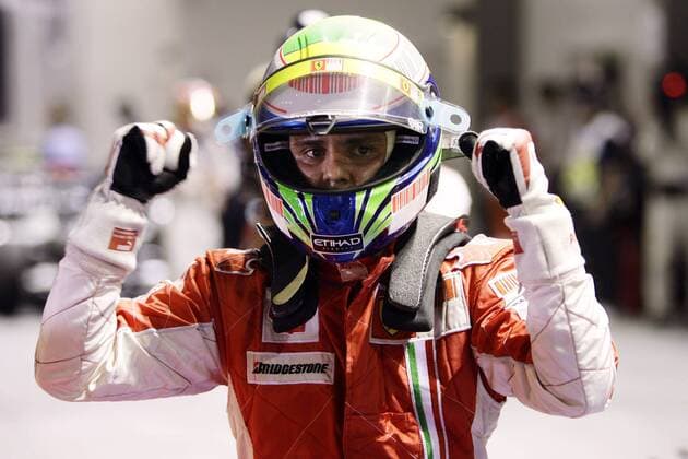 Felipe Massa (Brasilien Ferrari) freut sich nach dem Qualifying zum GP von Singapur 2008 über die Pole Position -  Motorsport Grand Prix Herren Großer Preis von Singapur 2008, Formel 1 Weltmeisterschaft, F1, F, GP, WM, Qualifying Einzelbild Freude,
