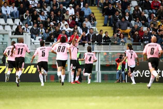 Levan Mchedlidze (Palermo, Mitte) - Torjubel -  Fußball Herren Serie A 2008 2009, 1. Italienische Liga, US Palermo Totale Turin Freude,