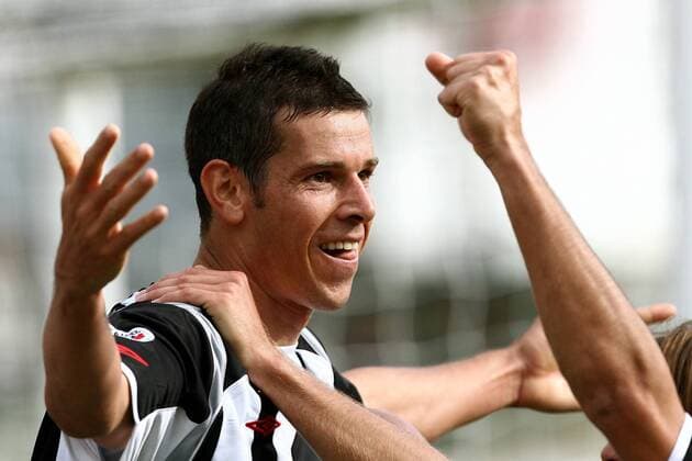 Mario Frick (Siena) - Torjubel -  Fußball Herren Serie A 2008 2009, 1. Italienische Liga, AC Siena Porträt Siena Freude,