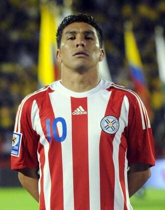 Salvador Cabanas (Paraguay) Fußball Länderspiel Herren WM Quali 2008, Nationalmannschaft, Nationaltrikot Porträt Bogota