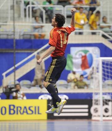 Daniel (Spanien) - Torjubel - Fußball WM Herren Futsal WM 2008, Halle, Hallenfußball, Indoor, Länderspiel, Nationalteam, Nationaltrikot, Vdig Einzelbild Rio de Janeiro Freude,