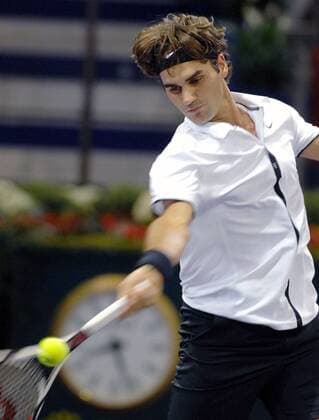 Roger Federer (Schweiz) -  Tennis Herren Masters Series 2008, ATP Tour Einzelbild Madrid Dynamik,