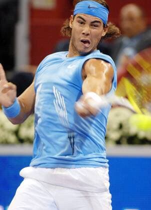 Rafael Nadal (Spanien) -  Tennis Herren Masters Series 2008, ATP Tour Einzelbild Madrid Dynamik,
