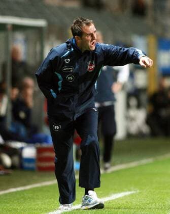 Trainer Frank Schmidt (Heidenheim) gibt Anweisungen Fußball Herren Regionalliga Süd 2008 2009, 1. FC Heidenheim 1846 Einzelbild Mannheim