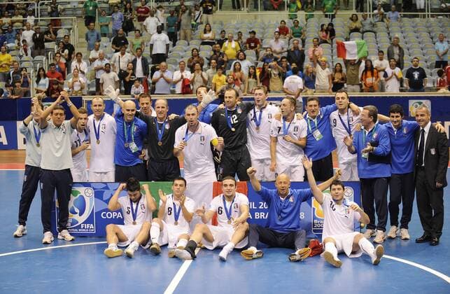 Italien, Dritter der Futsal WM 2008 - Fußball WM Herren Futsal WM 2008, Halle, Hallenfußball, Indoor, Länderspiel, Spiel um Platz 3, Nationalteam Totale Rio de Janeiro Freude,