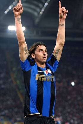 Zlatan Ibrahimovic (Inter Mailand) - Torjubel -  Fußball Herren Serie A 2008 2009, 1. Italienische Liga, FC Internazionale Mailand Einzelbild Rom Freude,