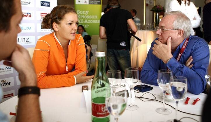 Agnieszka Radwanska (Polen) im Gespräch mit Journalisten -  Tennis Damen Generali Ladies 2008, WTA Tour, Vdig Gruppe Linz