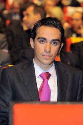 Alberto Contador (Spanien Astana) bei der Präsentation der Strecke der Tour de France 2009 -  (pan28394) Radsport Herren Tour de France 2009, Vorschau 2008, Straße, Rad, Straßenradsport Porträt Paris