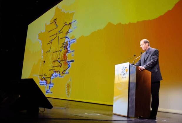 Tourdirektor Christian Prudhomme (Frankreich) bei der Präsentation der Strecke der Tour de France 2009 -  (pan28394) Radsport Herren Tour de France 2009, Vorschau 2008, Straße, Rad, Straßenradsport Totale Paris