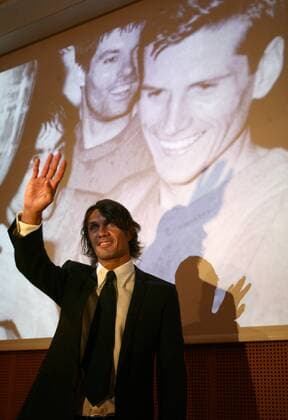 Paolo Maldini (Italien AC Mailand) während der Auszeichnung Il Bello del Calcio 2008 im Andenken an den verstorbenen Giacinto Facchetti -  Fußball Herren Il Bello del Calcio 2008, Preisverleihung, Auszeichnung, Spielerauszeichnung, Ehrung, Spielerehrung Einzelbild Mailand Freude,
