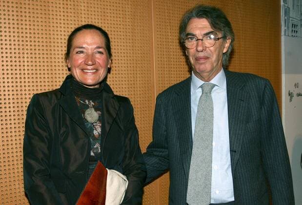 Giovanna Facchetti und Präsident Massimo Moratti (Inter Mailand beide Italien) während der Auszeichnung Il Bello del Calcio 2008 -  Fußball Herren Il Bello del Calcio 2008, Preisverleihung, Auszeichnung, Spielerauszeichnung, Ehrung, Spielerehrung Gruppe Mailand