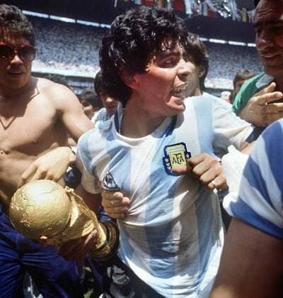 Diego Armando Maradona (Argentinien) - Weltmeister 1986 -  Fußball Länderspiel Herren WM 1986, Nationalteam, Nationaltrikot, Gruppe o0 Finale o0 Mexiko City