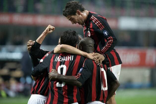 Torjubel AC Mailand, u. a.: Alexandre Pato (re.) - Fußball Herren Serie A 2008 2009, 1. Italienische Liga, Milan Gruppe Mailand Freude,