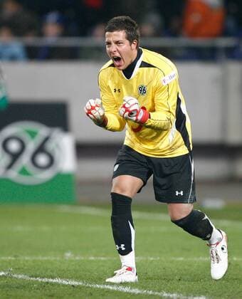 Torwart Florian Fromlowitz (Hannover) - Jubel Fußball 1. BL Herren Saison 2008 2009, Hannover 96 Einzelbild Hannover Freude, Begeisterung,