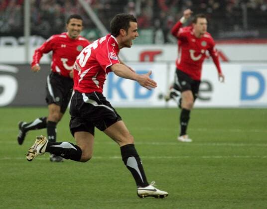 Bastian Schulz (Hannover) - Torjubel Fußball 1. BL Herren Saison 2008 2009, Hannover 96 Einzelbild Hannover Freude, Begeisterung,
