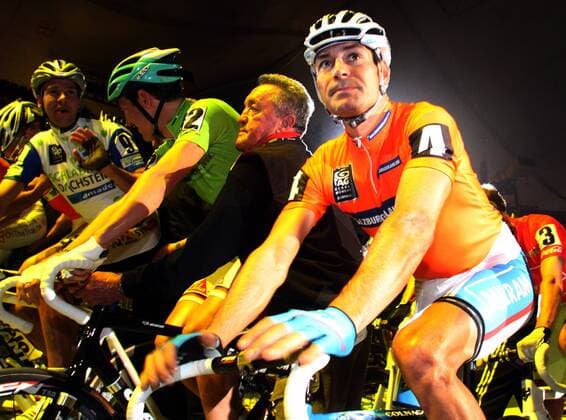 Erik Zabel (Deutschland, vorn) am Start Radsport Herren 45. Münchener Sechstagerennen 2008, Sechstage, Sechs, Sixdays, six days, Gruppe München