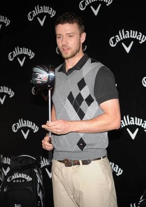 Sänger Justin Timberlake USA) bei der Präsentation eines neuen Drivers (FT iQ) von Callaway in New York - (PPF4C) Golf Herren Wirtschaft 2008, Promotiontermin, PR, Promo, Promotion Einzelbild New York NY N.Y.